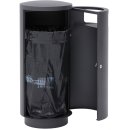 Design-Linie Abfallbehälter - A1010-ANT - ca. 95 l, rund, Aufstellen/Aufdübeln, Edelstahl + pulverbeschichtet in anthrazit (ähnl. DB703)