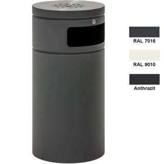 Design-Linie Abfallbehälter - A1080-50RA-ANT - 50 l, rund, Ascher, Aufstellen/Aufdübeln, 1 Einwurf, VA + pulverbeschichtet anthrazit*