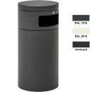 Design-Linie Abfallbehälter - A1080-75R-7016 - 75l, rund, Aufstellen/Aufdübeln, 1 Einwurf, VA + pulverbeschichtet RAL 7016  anthrazitgrau