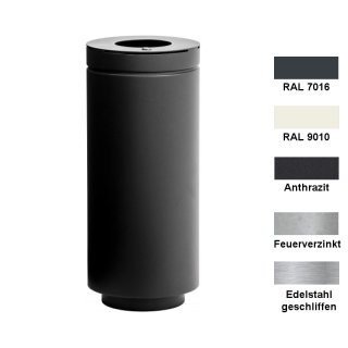 Design-Linie Abfallbehälter - A1090-7016 - 75 l, rund , zum Aufdübeln/Aufstellen, Edelstahl + RAL 7016 anthrazitgrau