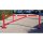 Wegesperre - WGF 45 W - schwenkbar feuerverzinkt + rot beschichtet + weiße Streifen, zum Einbetonieren, Sperrbreite 4500 mm, für Vorhangschloss