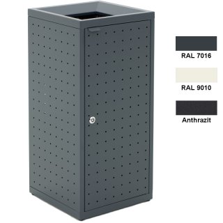 Design-Linie Abfallbehälter - A2020-ED100VGT-ANT - rechteckig, 100l Deckel mit großen Einwurf, gelocht, Tür, Stahl + pulverbeschichtet in Anthrazitschwarz
