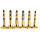 Absperrpfosten-Ketten-Set - KP 65 GS - 6 gelbe Pfosten / schwarze Folienstreifen + 5 Ketten a 3 m gelb/schwarz + 10 Einhängehaken
