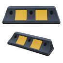 Radstopp / Anfahrstopp "RS 1" aus elastischem PVC, L 500 x B 160 x H 100 mm, schwarz + gelbe Einsätze
