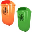 Kunststoffabfallbehälter - A3000-.. - nach DIN 30713, 50 l Inhalt, grün oder orange, Wand + Pfostenmontage, zum Aufdübeln / Einbetonieren