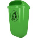 Kunststoffabfallbehälter - A3000-GP - nach DIN 30713, 50 l, grün, zur Pfostenmontage inkl. Schellenbandsatz, inkl. Schlüssel