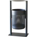 Abfallbehälter - STATION RS FD.. - Voll- oder Lochblechbehälter, flacher Deckel,  Aufdübeln + Einbetonieren, feuerverzinkt + DB 703 Feinstruktur matt