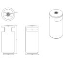 Design-Linie Abfallbehälter - A1011.. - ca.120 l, rund, Aufstellen/Aufdübeln, Edelstahl + Farbe