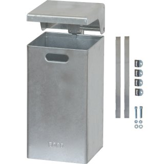 Abfallbehälter ABV 50 H, Behälter Edelstahl; Haube: Stahl feuerverzinkt, zur Wandmontage- oder Pfostenmontage